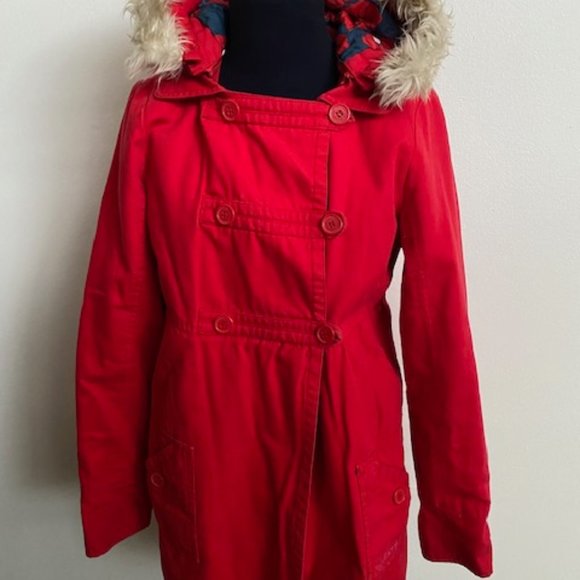 Billabong Jacket Women’s Size Medium Red Cotton Coat Vintage 90’s , Blue and Red - Picture 1 of 11